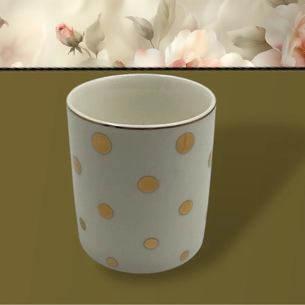 GRACE TEAWARE White Gold Polka Dots 4 Piece Tea DEMITASSE ESPRESSO Set